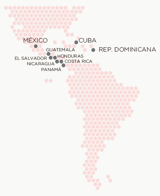 Mapa Centroamérica, México y Caribe